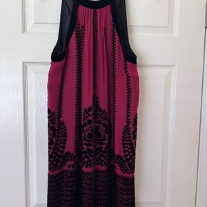 Studio M Berry Maxi Dress with Black Velvet Botanical Print